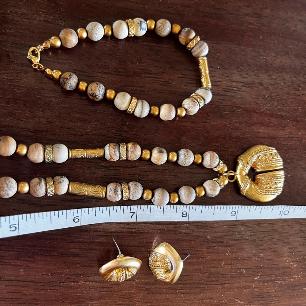 Arque Arte, 24k gold jewelry set; necklace, earrings and bracelet. Exquisite! - Picture 3 of 13